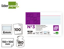 Ficha Liderpapel Rayada Nº3 100X150Mm Paquete de 100 180G