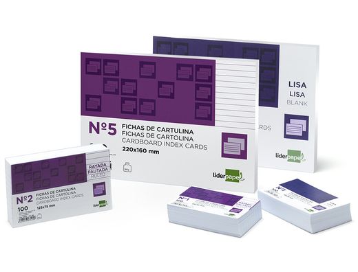 Ficha Liderpapel Rayada Nº4 125X200Mm Paquete de 100 180G