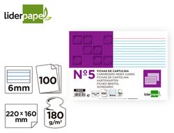 Ficha Liderpapel Rayada Nº5 160X220Mm Paquete de 100 180G