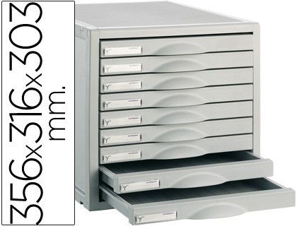 Fichero cajones de sobremesa 356x316x303 mm 9 cajones color gris