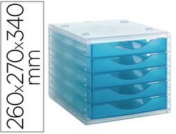 Fichero cajones de sobremesa archivo 2000 apilable 5 cajones lagoon translucido 260x270x340 mm