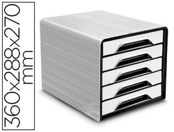 Fichero cajones de sobremesa cep 5 cajones blanco/negro 360x288x270 mm