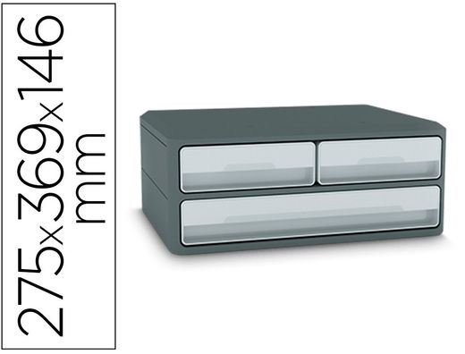 Fichero cajones de sobremesa cep moov up reciclado 80% 3 cajones color gris 275x369x146 mm