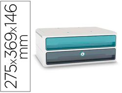 Fichero cajones de sobremesa cep moov up reciclado 80% con cerradura 2 cajones color azul/gris 275x369x146 mm