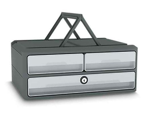 Fichero cajones de sobremesa cep moov up reciclado 80% con cerradura reciclado 80% 3 cajones color gris
