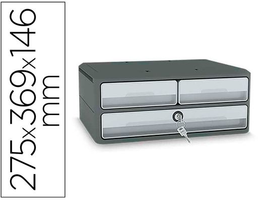 Fichero cajones de sobremesa cep moov up reciclado 80% con cerradura reciclado 80% 3 cajones color gris