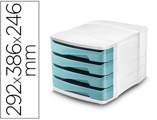 Fichero cajones de sobremesa cep protect antibacteriano 4 cajones color blanco/verde agua 292x386x246 mm