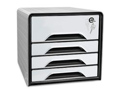 Fichero cajones de sobremesa cep smoove secure con cerradura 4 cajones color blanco/negro 288x360x270 mm