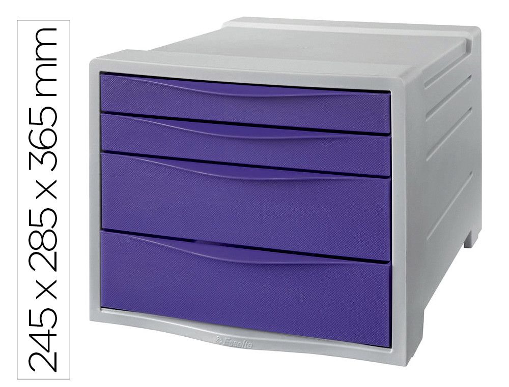 Fichero cajones de sobremesa esselte colour breeze plastico 4 cajones color lavanda