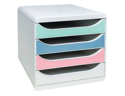 Fichero cajones de sobremesa exacompta autentik din a4+ plastico reciclado 4 cajones colores surtidos