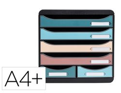 Fichero cajones de sobremesa exacompta skandi din A4+ polipropileno reciclado 6 cajones colores surtidos
