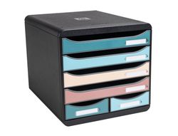 Fichero cajones de sobremesa exacompta skandi din A4+ polipropileno reciclado 6 cajones colores surtidos