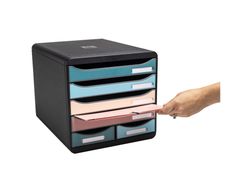 Fichero cajones de sobremesa exacompta skandi din A4+ polipropileno reciclado 6 cajones colores surtidos