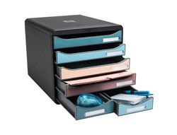 Fichero cajones de sobremesa exacompta skandi din A4+ polipropileno reciclado 6 cajones colores surtidos