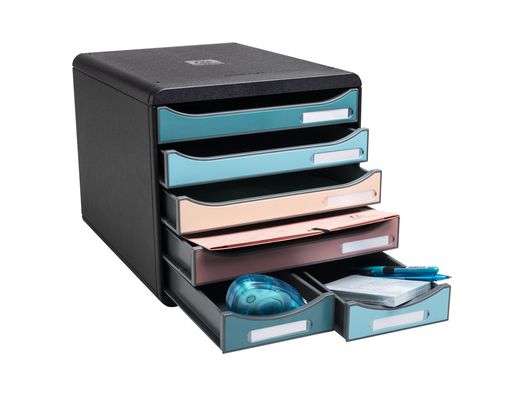 Fichero cajones de sobremesa exacompta skandi din A4+ polipropileno reciclado 6 cajones colores surtidos
