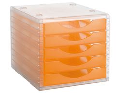 Fichero Cajones de Sobremesa Q-Connect 340X270X255 mm Apilables 5 Cajones Naranja Mandarina Translucido