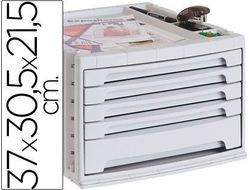 Fichero Cajones de Sobremesa Q-Connect 37X30,5X21,5 cm Bandeja Organizadora Superior 5 Cajones Gris Opaco
