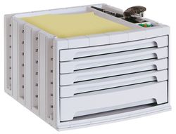 Fichero Cajones de Sobremesa Q-Connect 37X30,5X21,5 cm Bandeja Organizadora Superior 5 Cajones Gris Opaco