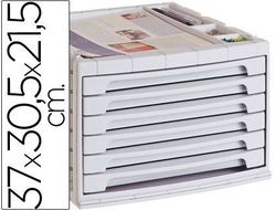 Fichero Cajones de Sobremesa Q-Connect 37X30,5X21,5 cm Bandeja Organizadora Superior 6 Cajones Gris Opaco