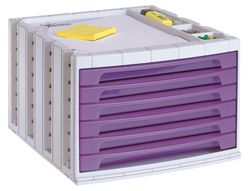 Fichero Cajones de Sobremesa Q-Connect 37X30,5X21,5 cm Bandeja Organizadora Superior 6 Cajones Violeta Translucido