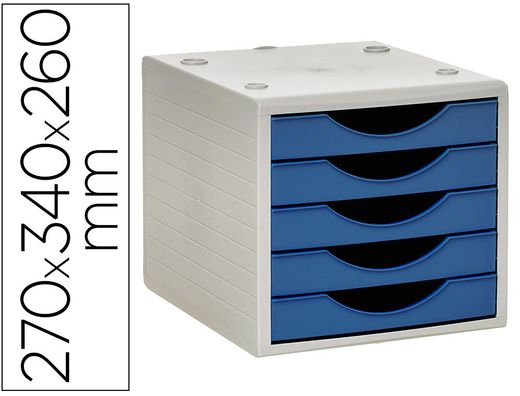 Fichero cajones de sobremesa q-connect 5 cajones color azul opaco 270x340x260 mm
