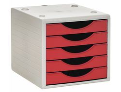 Fichero cajones de sobremesa q-connect 5 cajones color rojo opaco 270x340x260 mm