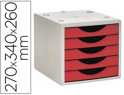 Fichero cajones de sobremesa q-connect 5 cajones color rojo opaco 270x340x260 mm
