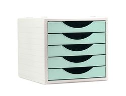 Fichero cajones de sobremesa q-connect 5 cajones color verde pastel 270x340x260 mm