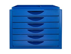 Fichero cajones de sobremesa q-connect bandeja organizadora superior 6 cajones color azul opaco