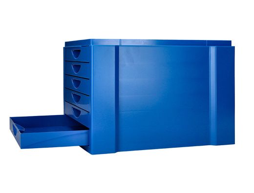 Fichero cajones de sobremesa q-connect bandeja organizadora superior 6 cajones color azul opaco