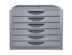 Fichero cajones de sobremesa q-connect bandeja organizadora superior 6 cajones color gris opaco