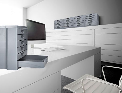 Fichero cajones de sobremesa q-connect bandeja organizadora superior 6 cajones color gris opaco