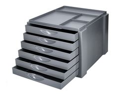 Fichero cajones de sobremesa q-connect bandeja organizadora superior 6 cajones color gris opaco