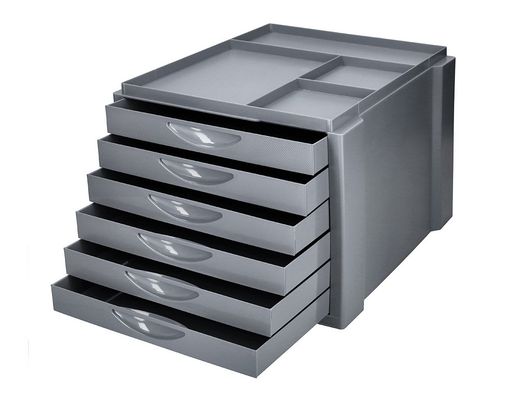 Fichero cajones de sobremesa q-connect bandeja organizadora superior 6 cajones color gris opaco