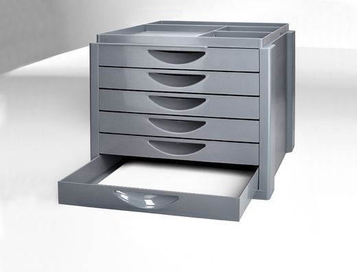 Fichero cajones de sobremesa q-connect bandeja organizadora superior 6 cajones color gris opaco