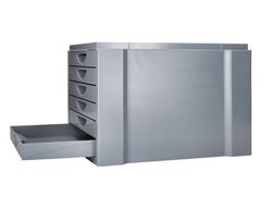 Fichero cajones de sobremesa q-connect bandeja organizadora superior 6 cajones color gris opaco
