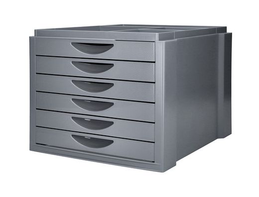 Fichero cajones de sobremesa q-connect bandeja organizadora superior 6 cajones color gris opaco
