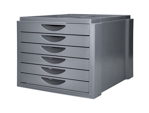 Fichero cajones de sobremesa q-connect bandeja organizadora superior 6 cajones color gris opaco