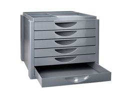 Fichero cajones de sobremesa q-connect bandeja organizadora superior 6 cajones color gris opaco
