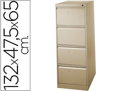 Fichero Cajones de Suelo Metal 4 Cajones 132 cm Alto 65 cm Prof 47,5 Ancho Color Beige N.34 Guias Telescop Antivuelc
