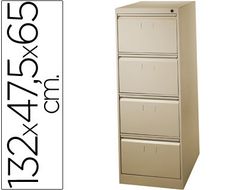 Fichero Cajones de Suelo Metal 4 Cajones 132 cm Alto 65 cm Prof 47,5 Ancho Color Beige N.34 Guias Telescop Antivuelc