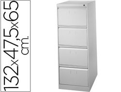 Fichero Cajones de Suelo Metal 4 Cajones 132 cm Alto 65 cm Prof 47,5 Ancho Color Gris 75 Guias Telescopic Antivuelc