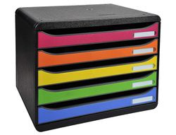 Fichero cajones sobremesa exacompta big-box plus apaisada iderama arlequin 5 cajones multicolores