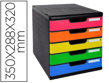 Fichero cajones sobremesa exacompta iderama arlequin 5 cajones multicolores 350x288x320 mm