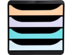 Fichero de cajones sobremesa exacompta big-box aquarel negro 4 cajones colores pastel glossy