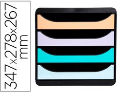 Fichero de cajones sobremesa exacompta big-box aquarel negro 4 cajones colores pastel glossy