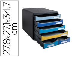 Fichero de cajones sobremesa exacompta big box maxi bee blue 6 cajones colores surtidos