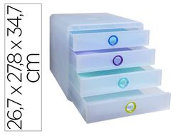 Fichero de cajones sobremesa exacompta pop box translucido 4 cajones multicolor
