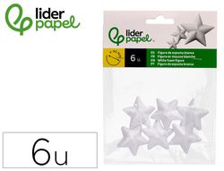 Figura de espuma blanca liderpapel estrella de 4 cm bolsa con 6 unidades