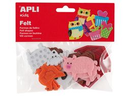 Figura de fieltro apli con forma de animales bolsa de 18 unidades